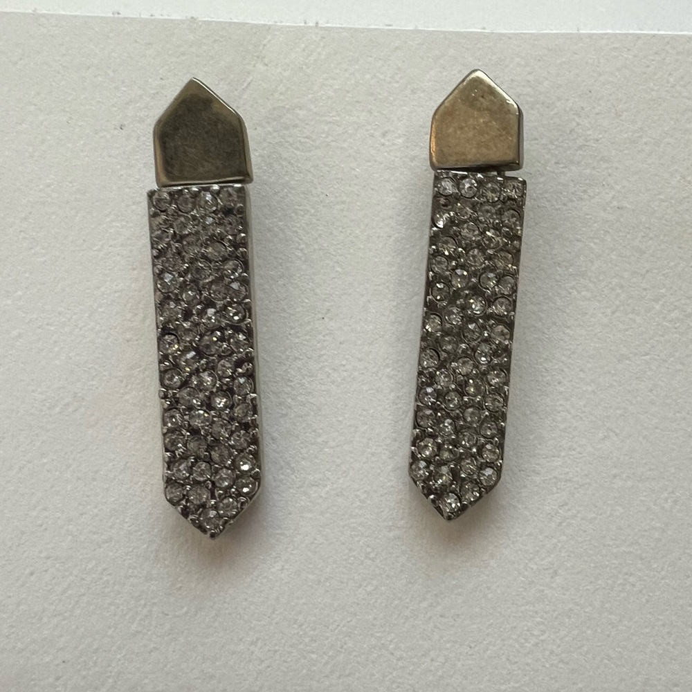 Brass & Crystal Edgy BCBG Earrings - Picture 3 of 4